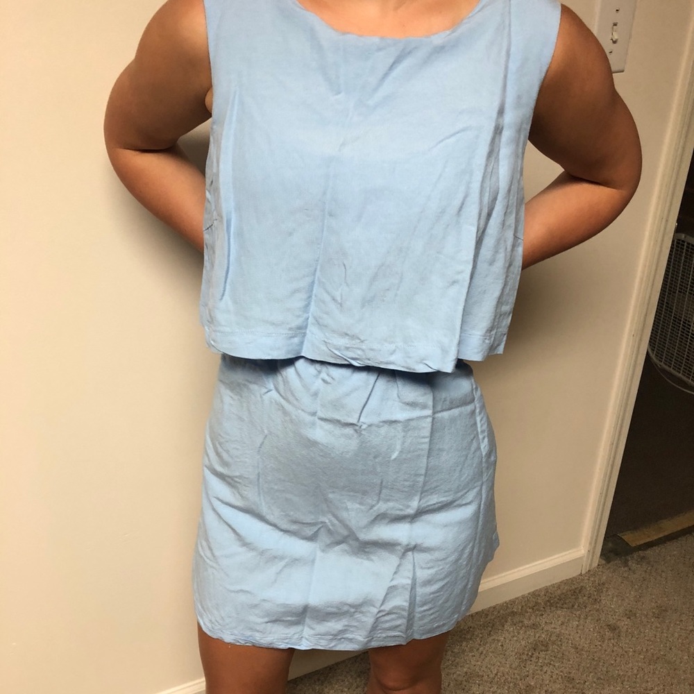 Blue ruffle dress with pockets